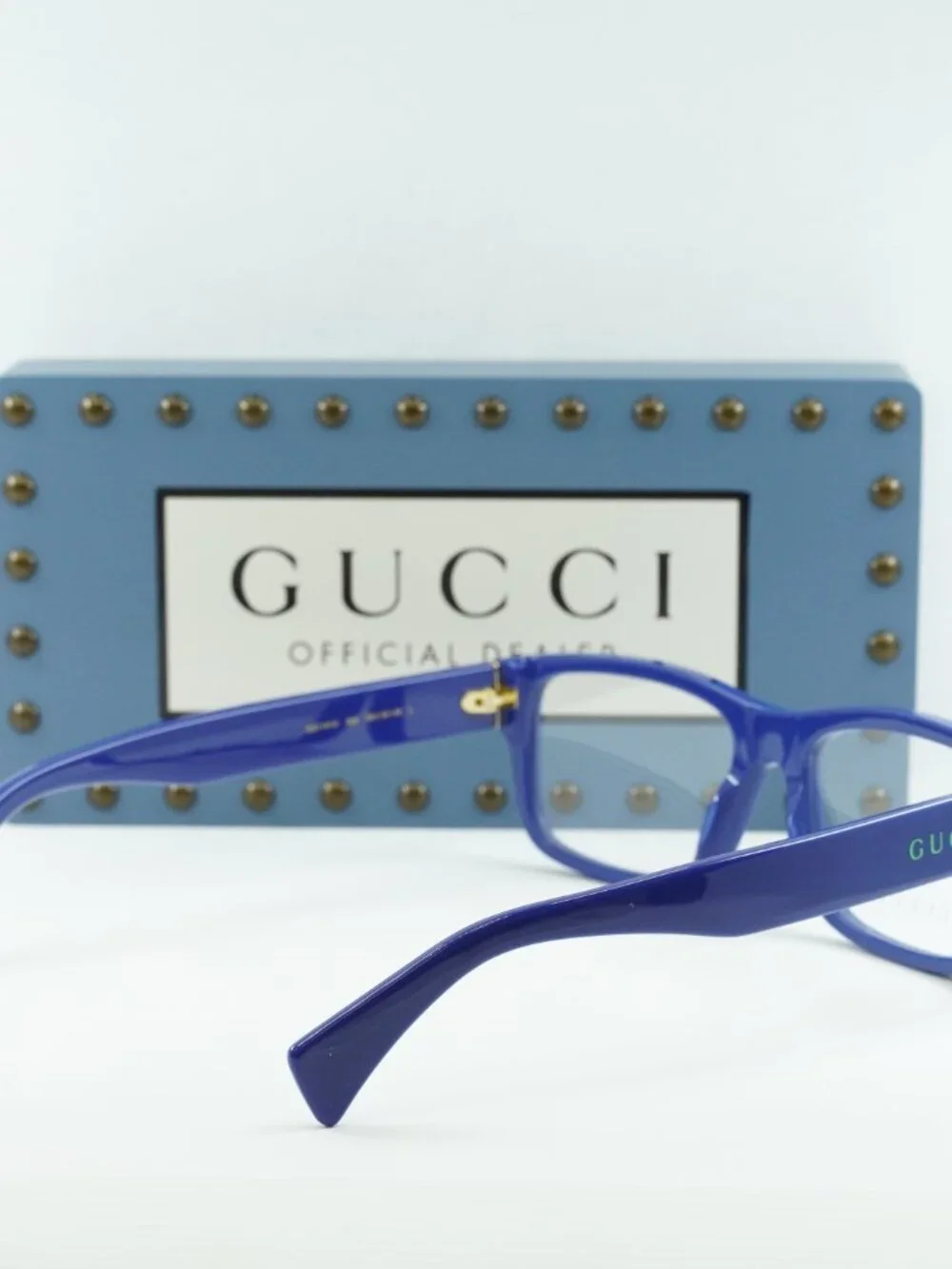 Gucci GG1141O 002 Rectangle Eyeglasses – Blue 56mm - Picture 7 of 10
